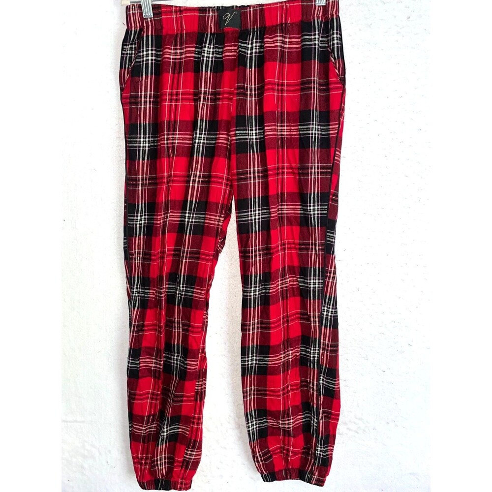 Victoria Secret pajama pants sz S women's lightweight flannel plaid red Joggers